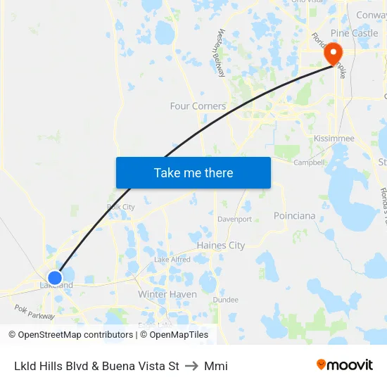 Lkld Hills Blvd & Buena Vista St to Mmi map