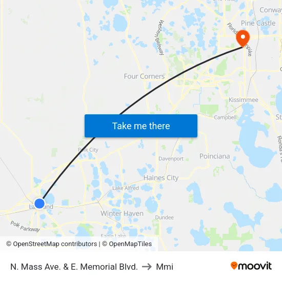 N. Mass Ave. & E. Memorial Blvd. to Mmi map