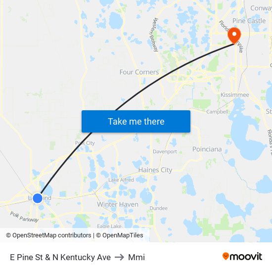 E Pine St & N Kentucky Ave to Mmi map