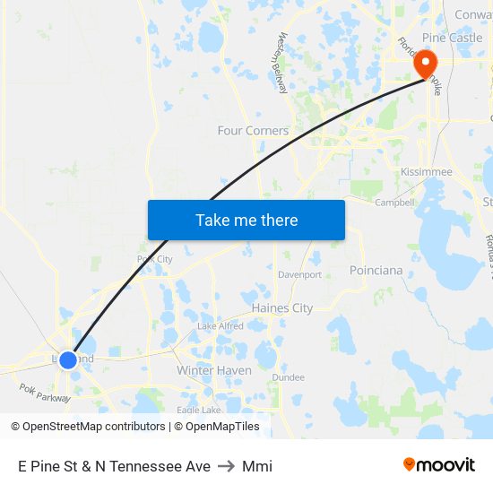 E Pine St & N Tennessee Ave to Mmi map