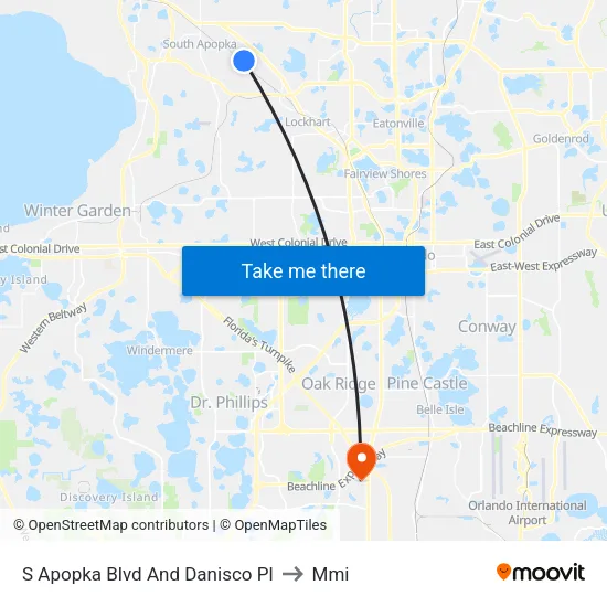 S Apopka Blvd And Danisco Pl to Mmi map