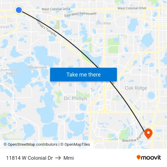 11814 W Colonial Dr to Mmi map