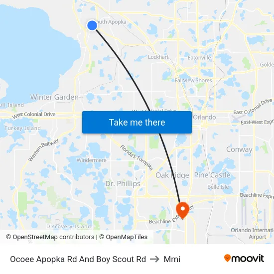 Ocoee Apopka Rd And Boy Scout Rd to Mmi map