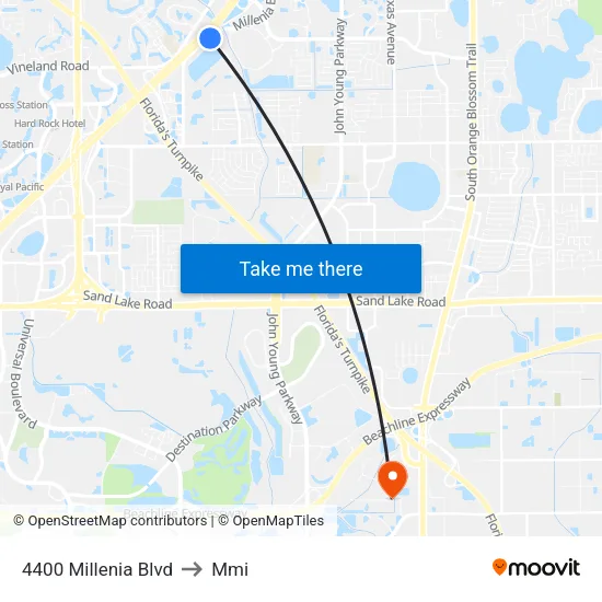4400 Millenia Blvd to Mmi map