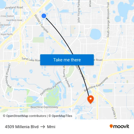 4509 Millenia Blvd to Mmi map