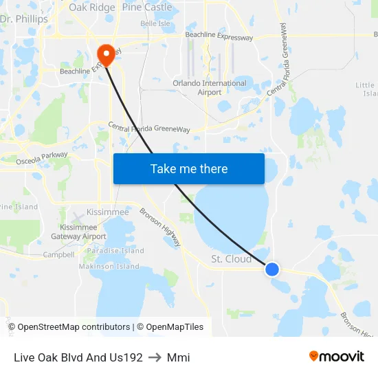 Live Oak Blvd And Us192 to Mmi map