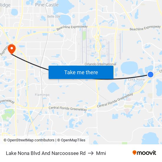 Lake Nona Blvd And Narcoossee Rd to Mmi map