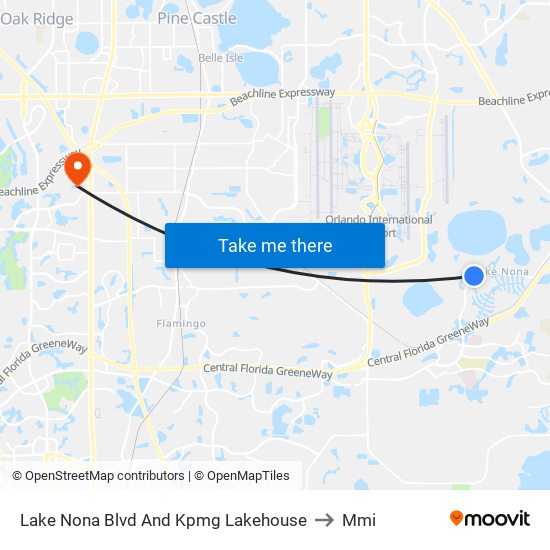 Lake Nona Blvd And Kpmg Lakehouse to Mmi map