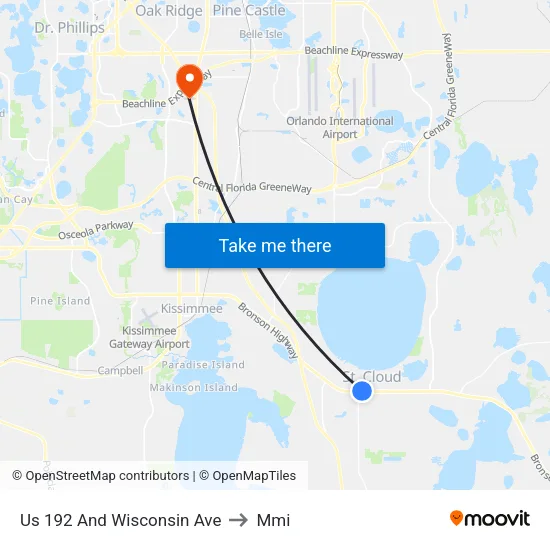 Us 192 & Wisconsin Ave to Mmi map