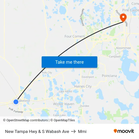 New Tampa Hwy & S Wabash Ave to Mmi map