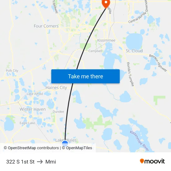 322 S 1st St to Mmi map