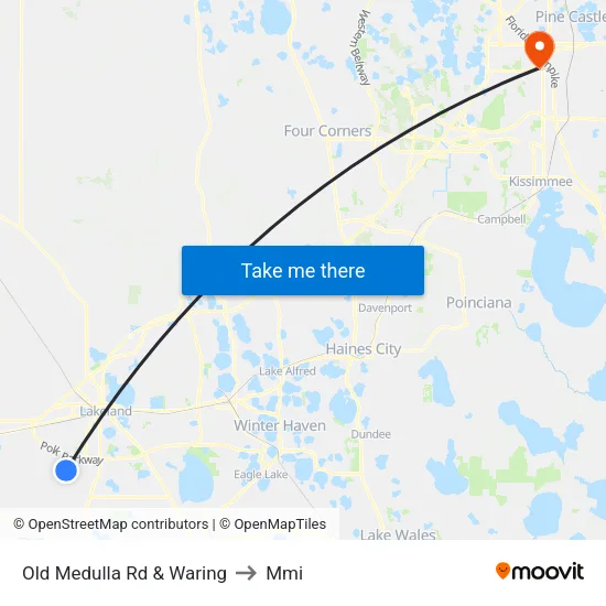 Old Medulla Rd & Waring to Mmi map