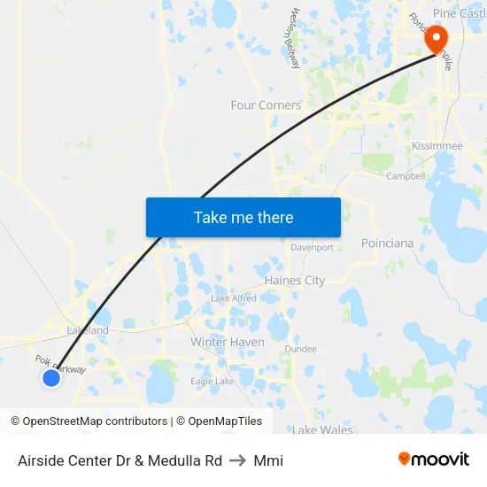 Airside Center Dr & Medulla Rd to Mmi map