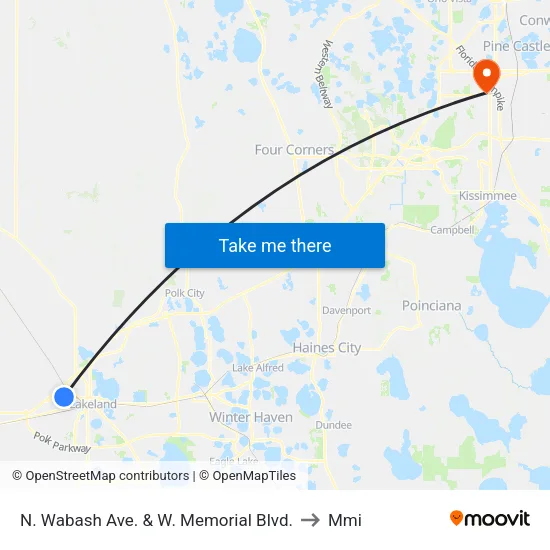N. Wabash Ave. & W. Memorial Blvd. to Mmi map
