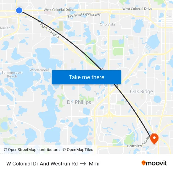W Colonial Dr And Westrun Rd to Mmi map