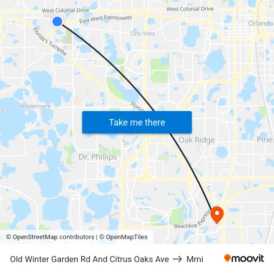 Old Winter Garden Rd And Citrus Oaks Ave to Mmi map