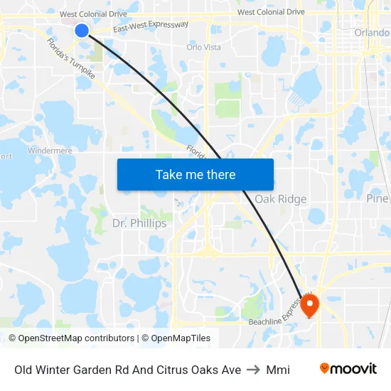 Old Winter Garden Rd And Citrus Oaks Ave to Mmi map