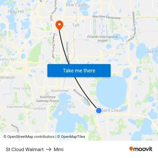 St Cloud Walmart to Mmi map