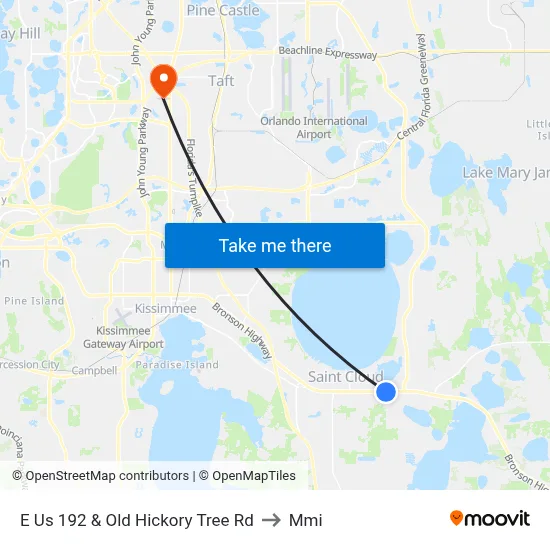 E Us 192 & Old Hickory Tree Rd to Mmi map