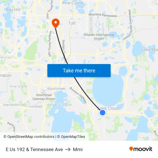 E Us 192 & Tennessee Ave to Mmi map