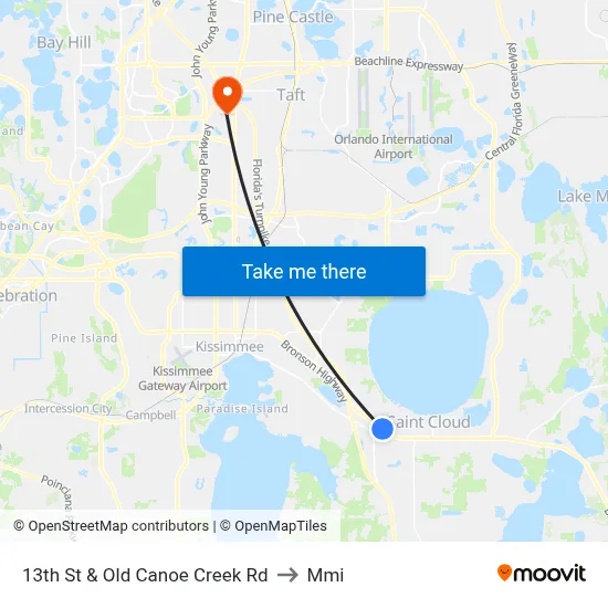 13th St & Old Canoe Creek Rd to Mmi map