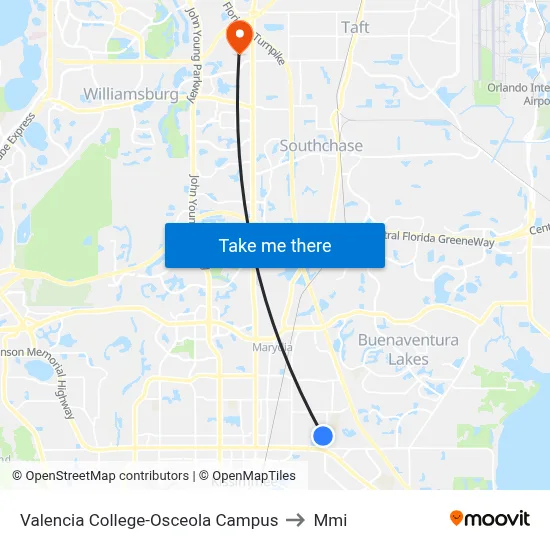 Valencia College-Osceola Campus to Mmi map
