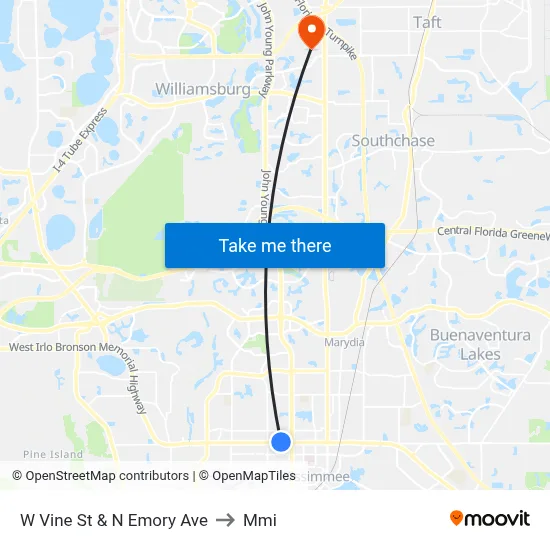 W Vine St & N Emory Ave to Mmi map