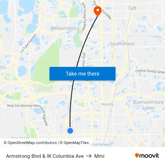 Armstrong Blvd & W Columbia Ave to Mmi map