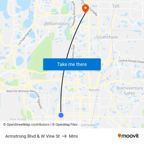 Armstrong Blvd & W Vine St to Mmi map