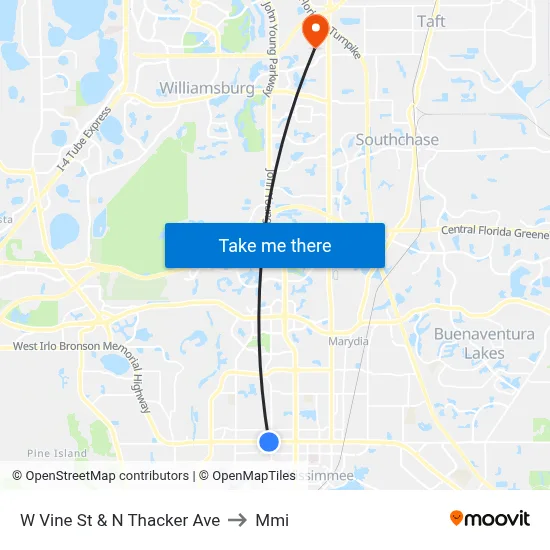 W Vine St & N Thacker Ave to Mmi map