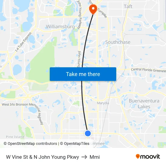W Vine St & N John Young Pkwy to Mmi map