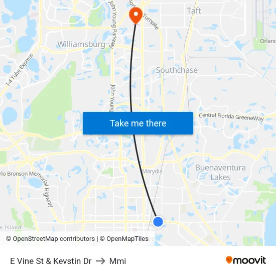 E Vine St & Kevstin Dr to Mmi map