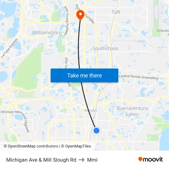 Michigan Ave & Mill Slough Rd to Mmi map