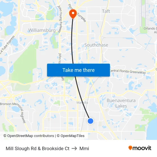 Mill Slough Rd & Brookside Ct to Mmi map