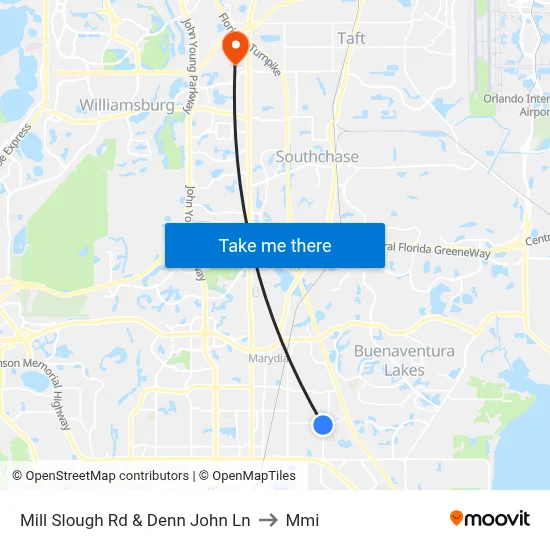 Mill Slough Rd & Denn John Ln to Mmi map