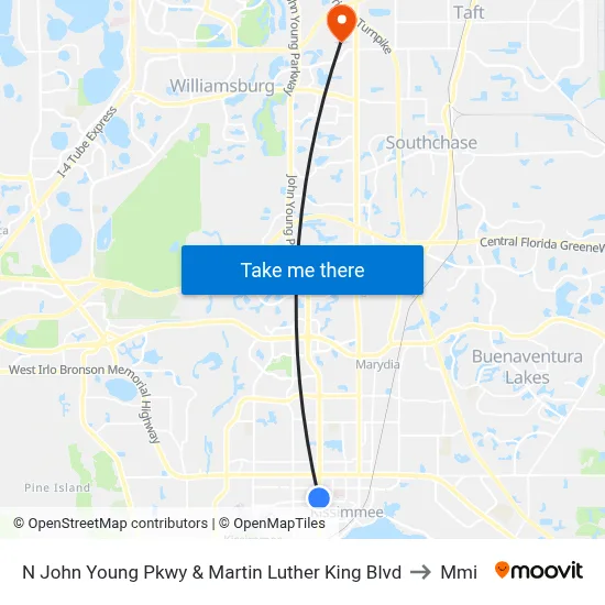 N John Young Pkwy & Martin Luther King Blvd to Mmi map