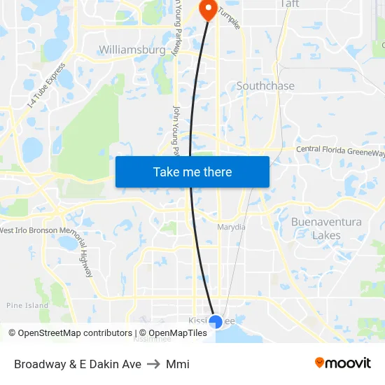 Broadway & E Dakin Ave to Mmi map