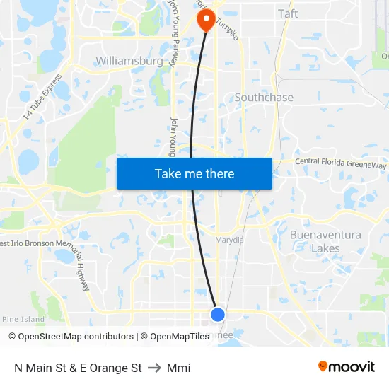 N Main St & E Orange St to Mmi map