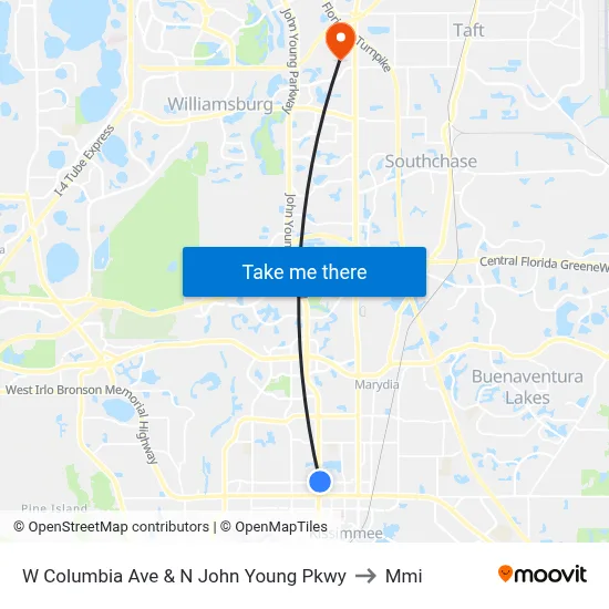 W Columbia Ave & N John Young Pkwy to Mmi map