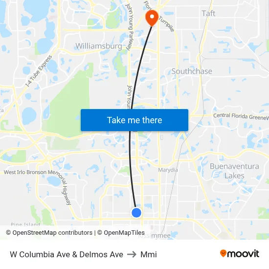 W Columbia Ave & Delmos Ave to Mmi map