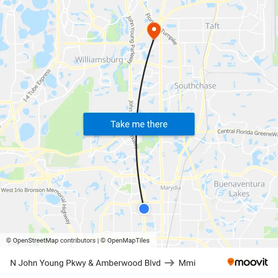 N John Young Pkwy & Amberwood Blvd to Mmi map