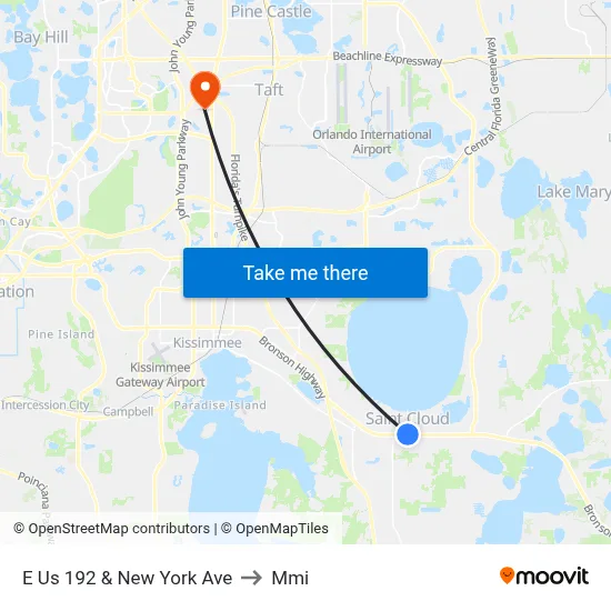 E Us 192 & New York Ave to Mmi map