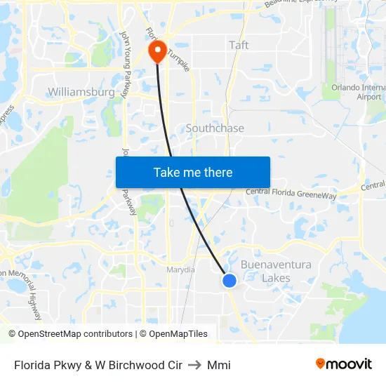 Florida Pkwy & W Birchwood Cir to Mmi map