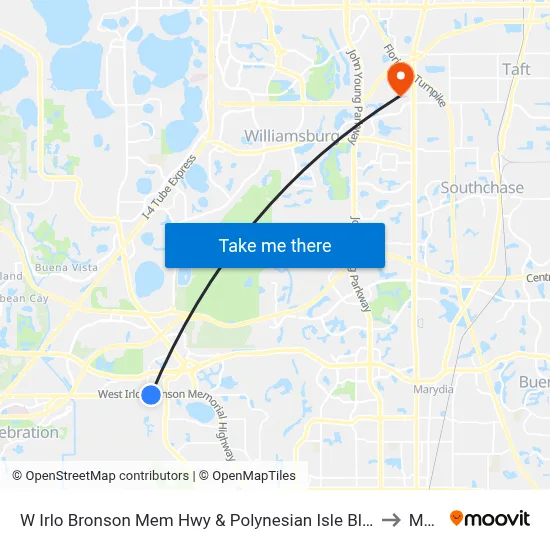 W Irlo Bronson Mem Hwy & Polynesian Isle Blvd to Mmi map