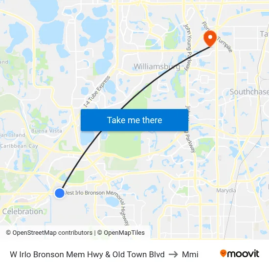 W Irlo Bronson Mem Hwy & Old Town Blvd to Mmi map