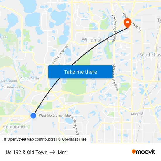 Us 192 & Old Town to Mmi map