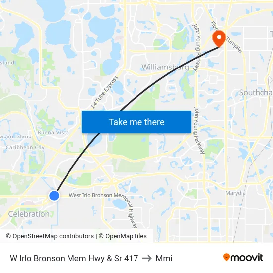 W Irlo Bronson Mem Hwy & Sr 417 to Mmi map