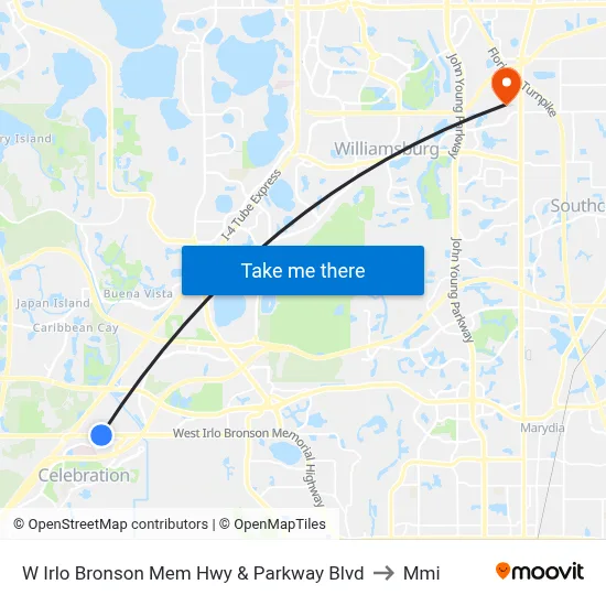 W Irlo Bronson Mem Hwy & Parkway Blvd to Mmi map