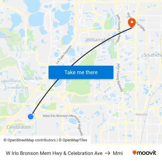 W Irlo Bronson Mem Hwy & Celebration Ave to Mmi map