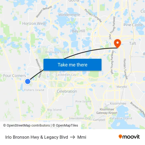 Irlo Bronson Hwy & Legacy Blvd to Mmi map